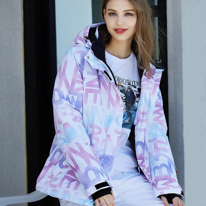 Stylish Ski Suit for Women - Aurora-Purple/Black-XS-Nora Luxe