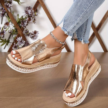 Comfortable Women's Wedge Sandals with Fringe Detail - Pexav