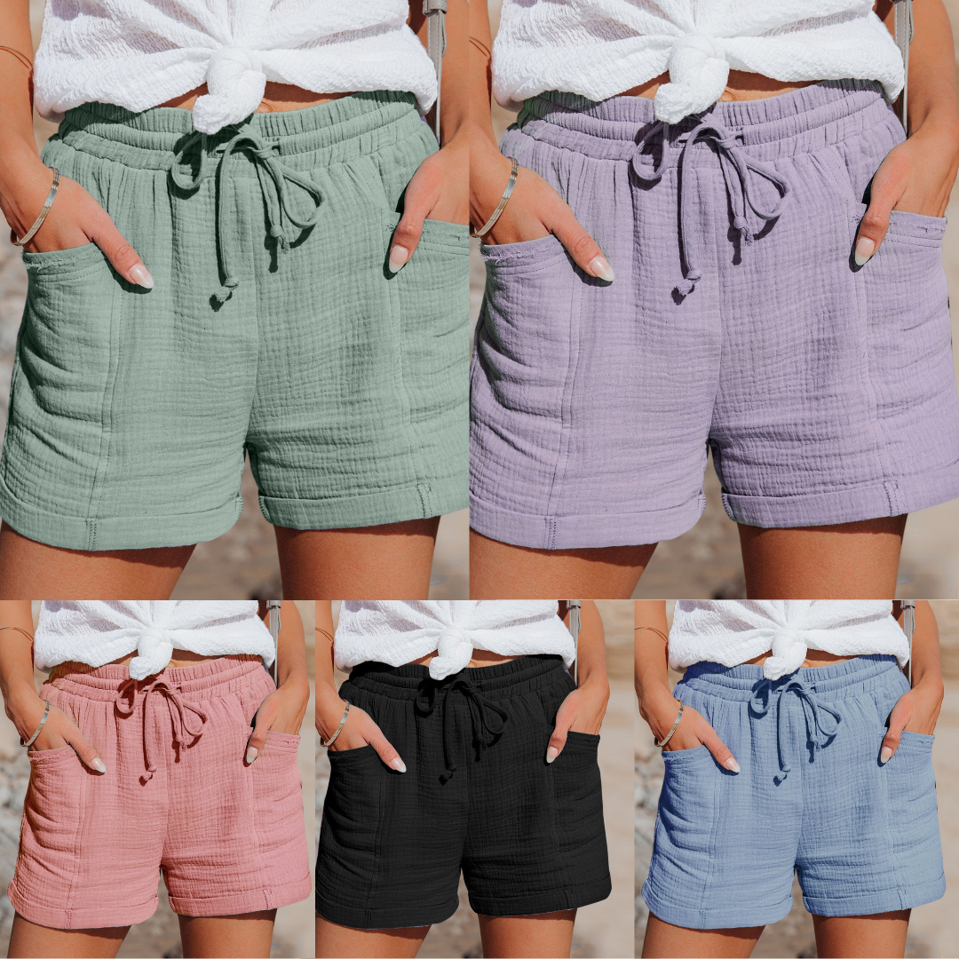 Summer Cotton Shorts - Livia-Green-XS-Nora Luxe