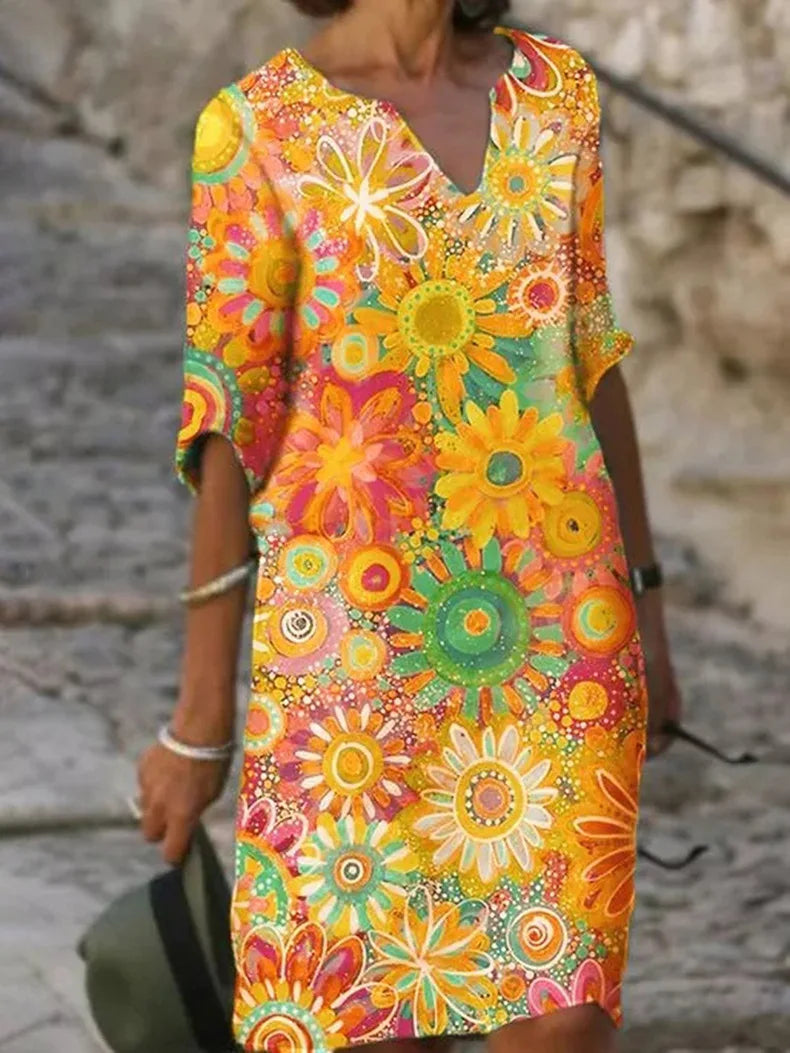 Beautiful Floral Print Sundress - Pexav