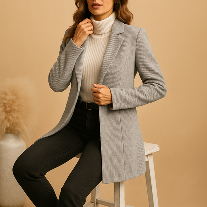 Tailored women’s blazer with long sleeves and a refined fit, ideal for business and formal styling.