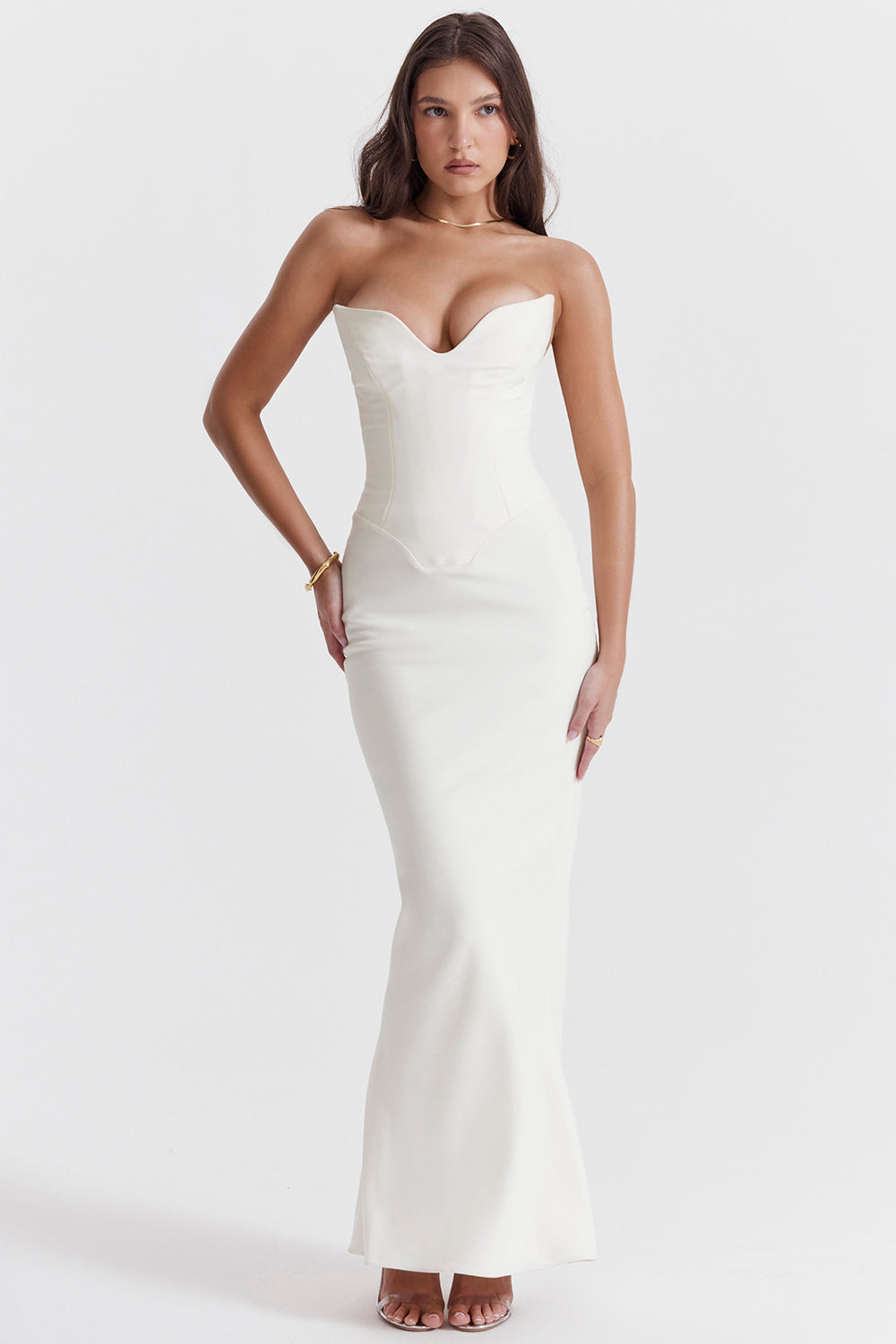 Elegant Strapless Satin Evening Gown - EasyApparels