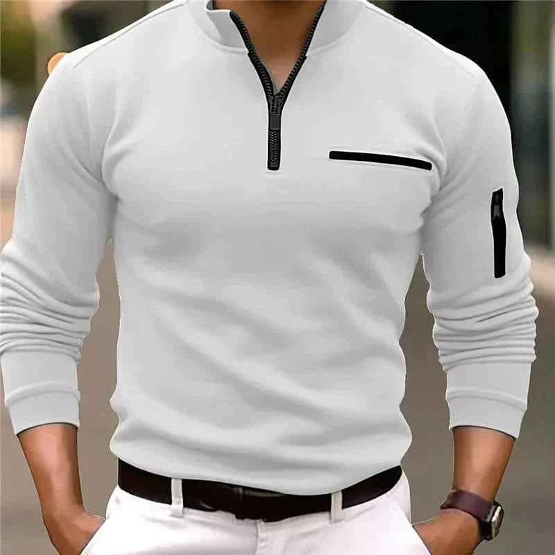 Men's Fleece Pullover Jacket with Zip Pockets