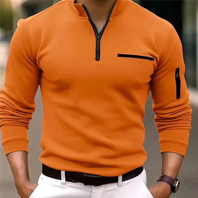 Men's Fleece Pullover Jacket with Zip Pockets