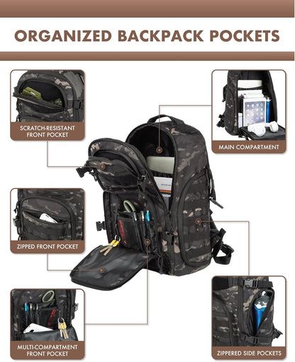 Durable Hiking Backpack with Laptop Compartment and MOLLE
