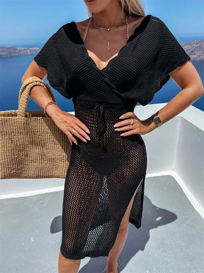 Flowy Open Front Cap Sleeve Tunic Coverup