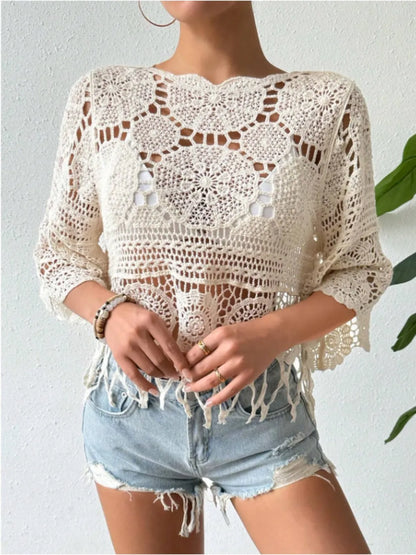 Lace Crochet Beach Cover-Up - EasyApparels