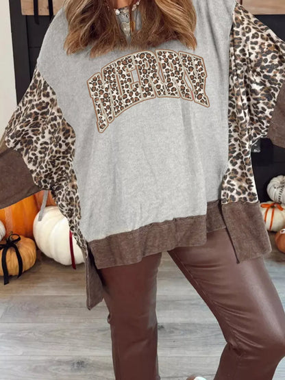 Fun Leopard Print Holiday Crew Sweatshirt