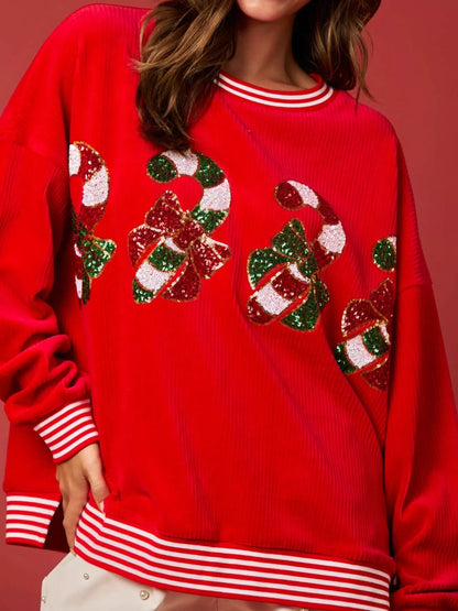 Fun Holiday Santa Striped Sweatshirt - EasyApparels