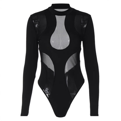 Trendy women's bodysuit with cut-outs and mesh inserts – Nayeli-S-Nora Luxe