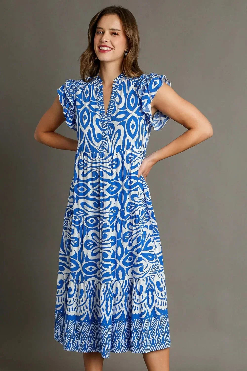 Floral Ruffled Midi Dress for Women Plus Sizes - EasyApparels