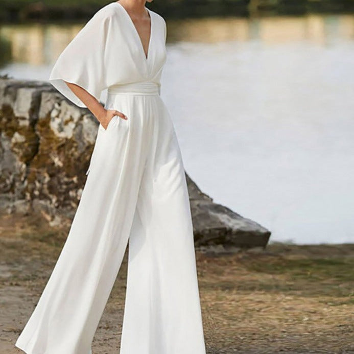 Chic V-neck Women's Jumpsuit - Vossary