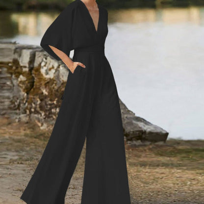 Chic V-neck Women's Jumpsuit