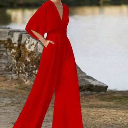 Chic V-neck Women's Jumpsuit