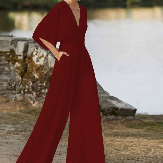 Chic V-neck Women's Jumpsuit