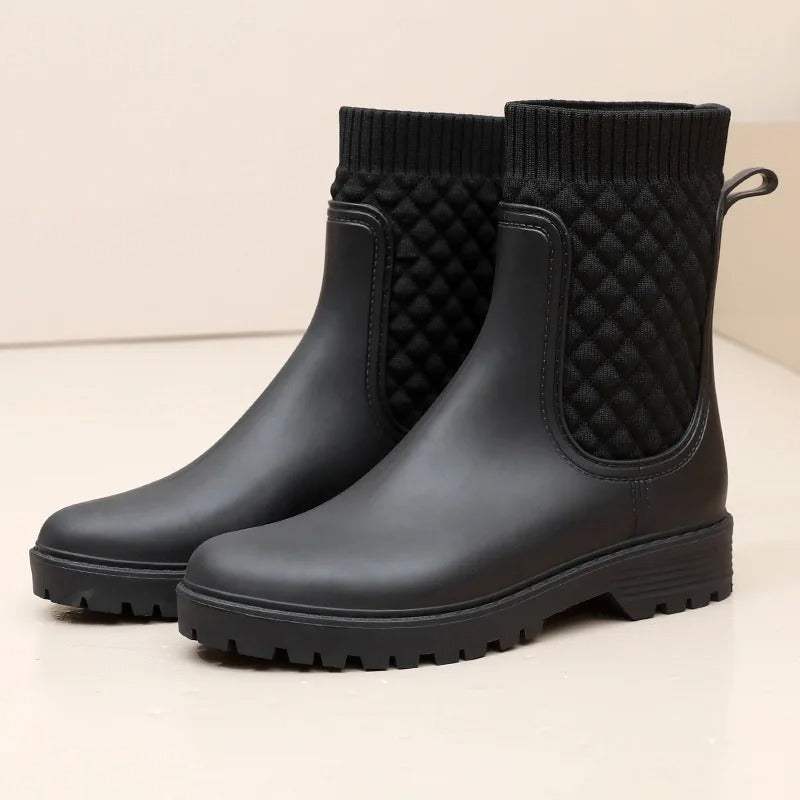 Warm Quilted Low Heel Ankle Boots for Women - EasyApparels