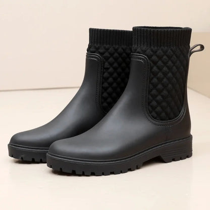 Warm Quilted Low Heel Ankle Boots for Women - EasyApparels