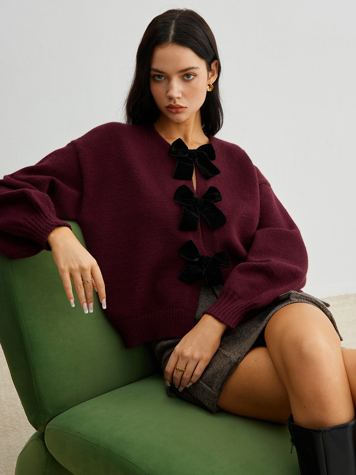 Soft Ruffle Lantern Sleeve Jumper - EasyApparels