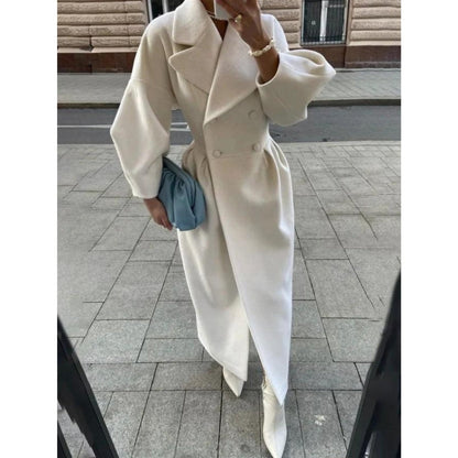 Classic Double Breasted Women's Long Coat - EasyApparels