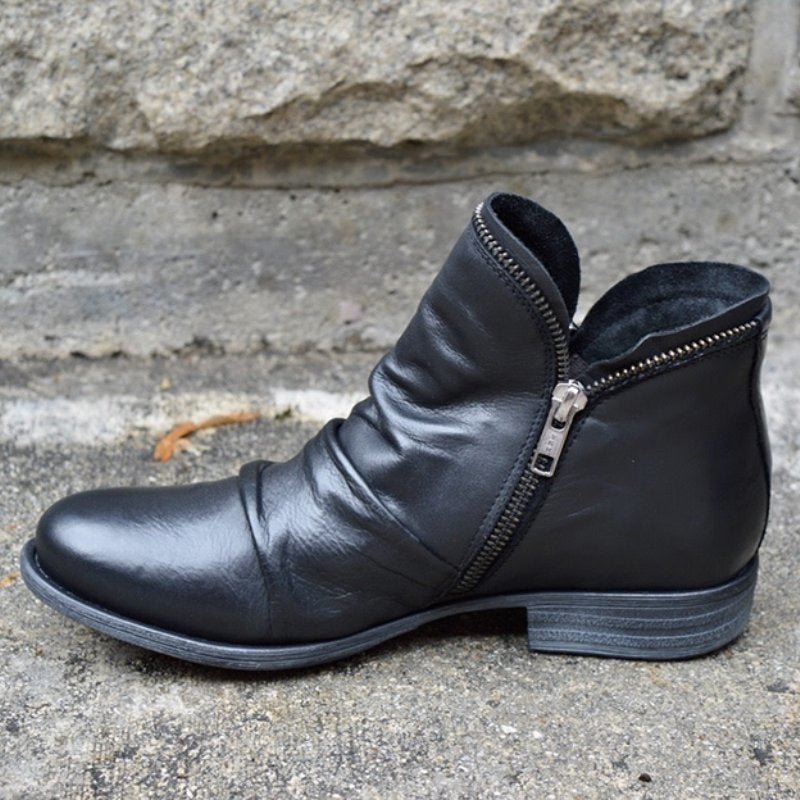 Ladies Brown Leather Ankle Boots - EasyApparels