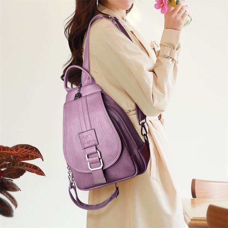 Durable Waterproof Ladies Leather Rucksack