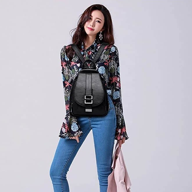 Durable Waterproof Ladies Leather Rucksack