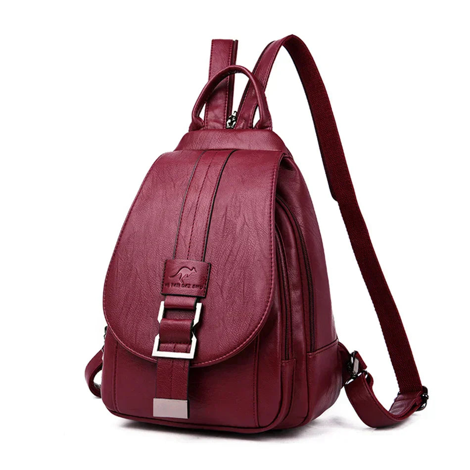 Durable Waterproof Ladies Leather Rucksack - Pexav