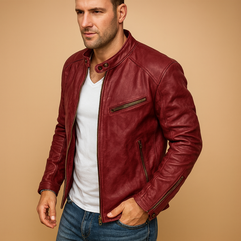 Waterproof Leather Motorcycle Jacket Men - Vossary