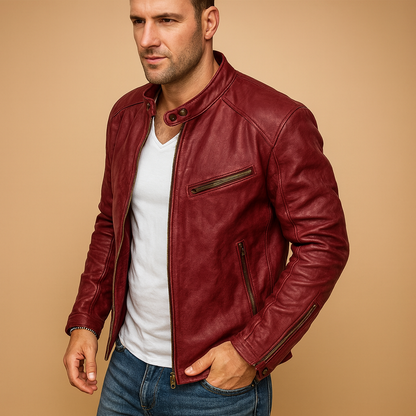 Waterproof Leather Motorcycle Jacket Men - Vossary