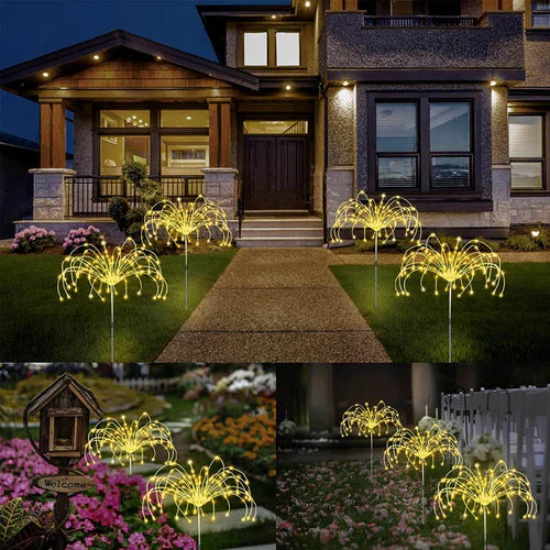 Waterproof Solar Garden Light with Firework Effect – SparkGlow-Multicoloured-The Livary