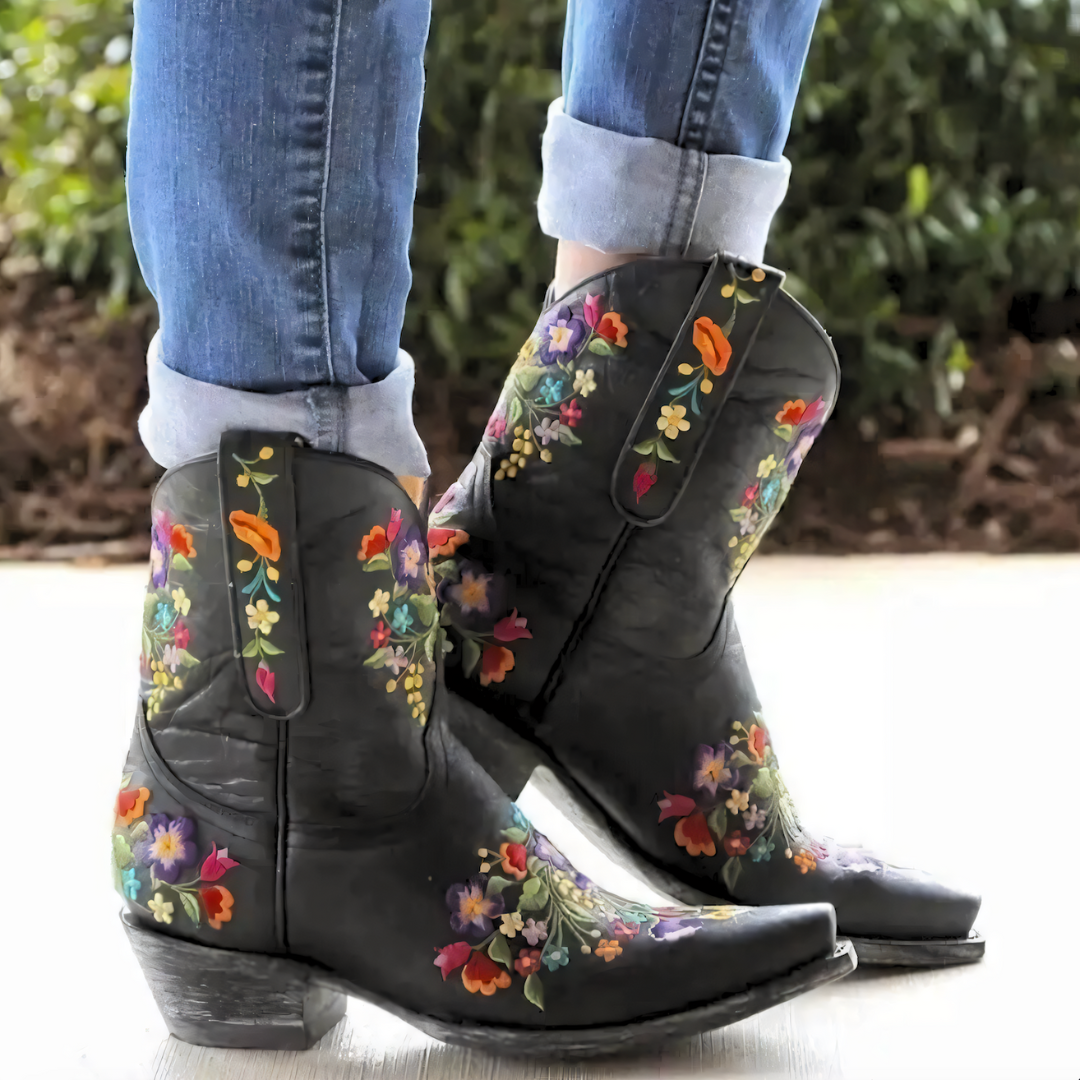 Waterproof Vintage Cowgirl Boots - Sierra-2.5-Black-Nora Luxe