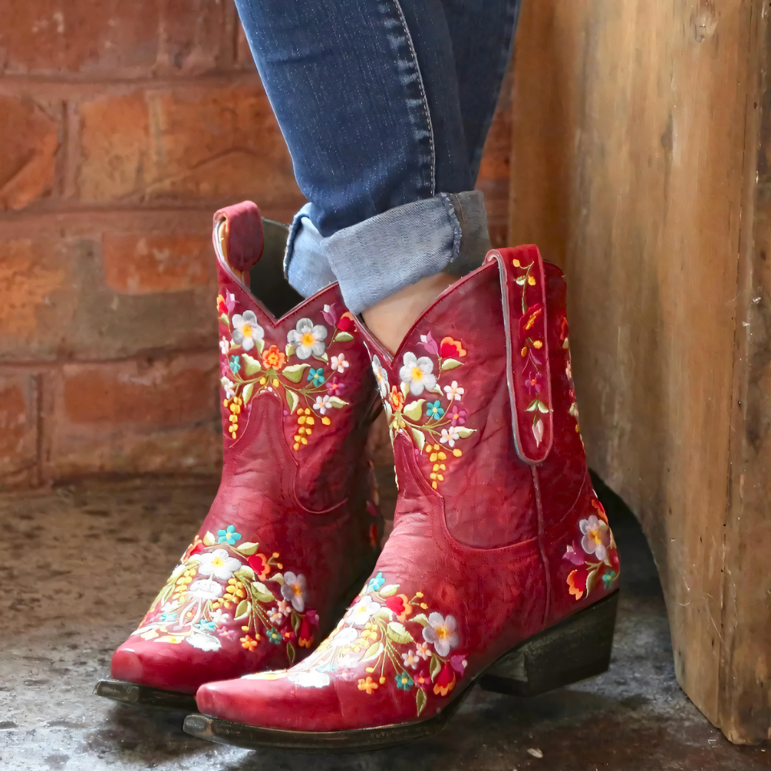 Waterproof Vintage Cowgirl Boots - Sierra-2.5-Red-Nora Luxe