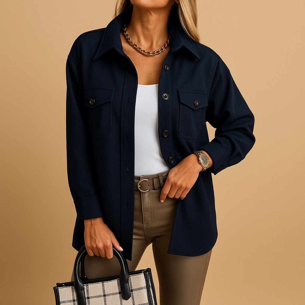 Women’s waterproof windbreaker jacket with fold-over collar, button closure, and pockets. Available in white, beige, brown, khaki, black, navy, blue, and yellow.