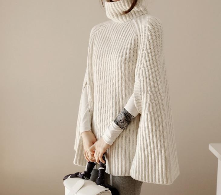 Cozy Oversized Knit Winter Cape Sweater - EasyApparels