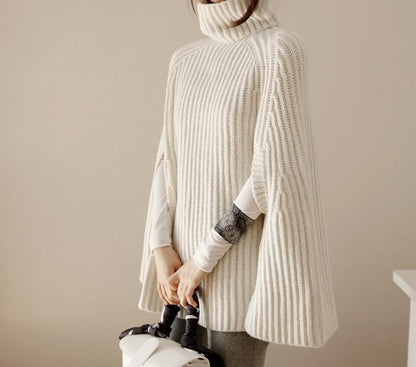 Cozy Oversized Knit Winter Cape Sweater - EasyApparels
