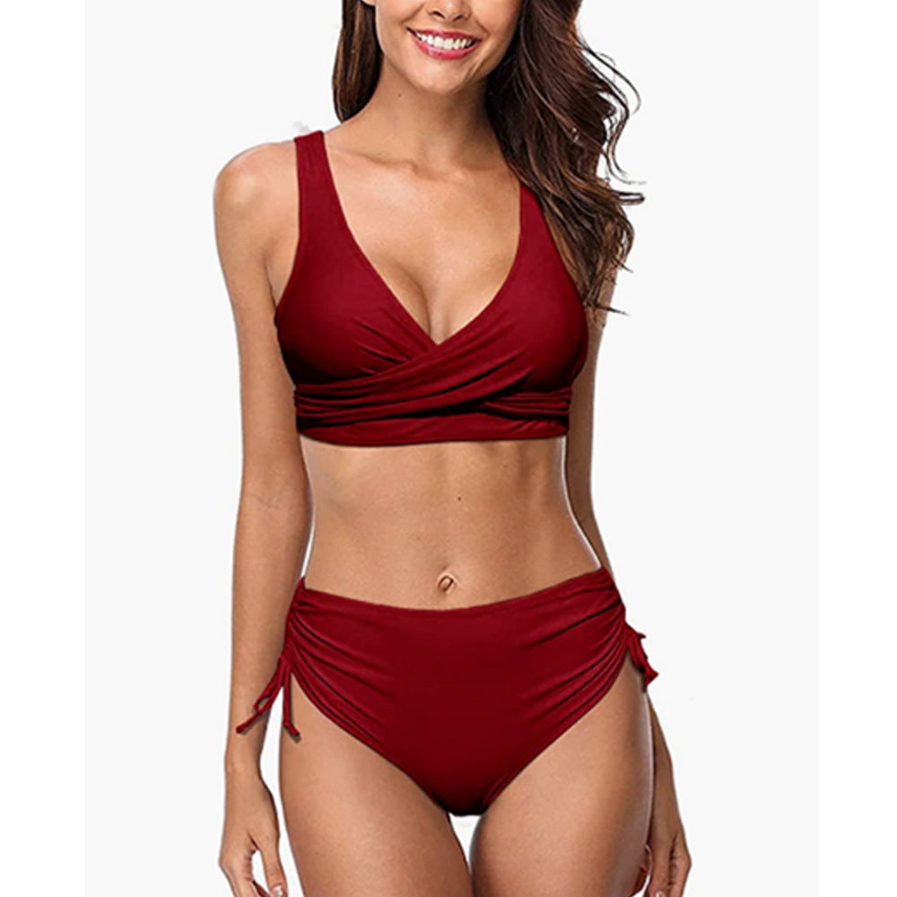 Women's High Waisted Bikini Set with Adjustable Top