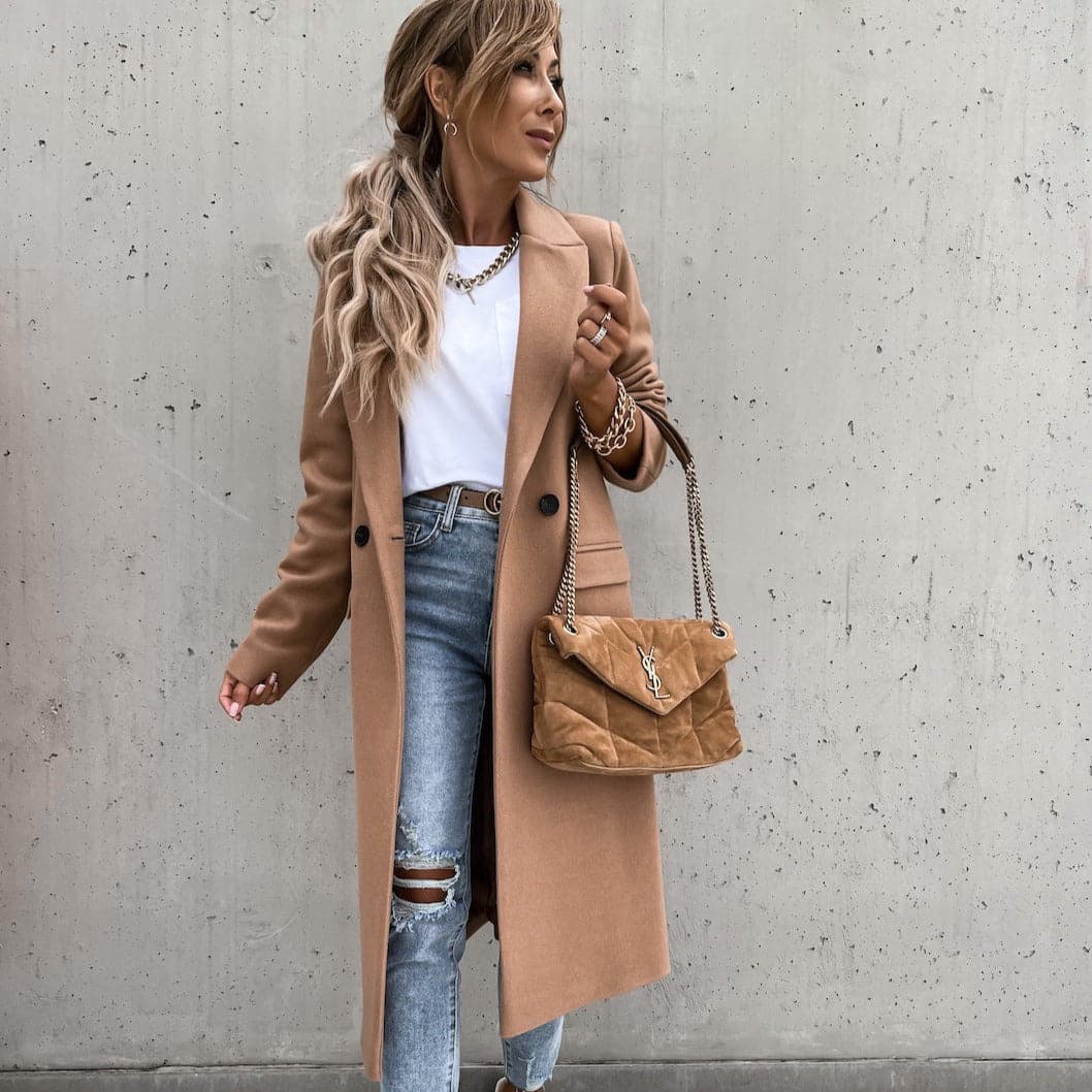 Warm Ladies Winter Coat with Pockets - EasyApparels