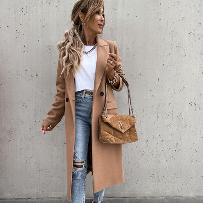 Warm Ladies Winter Coat with Pockets - EasyApparels