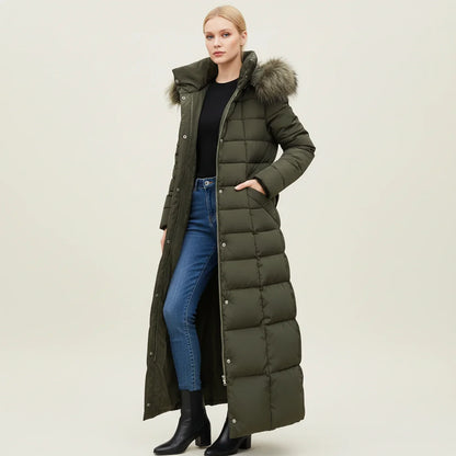 Warm Padded Long Down Jacket for Women