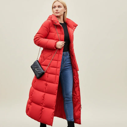 Warm Padded Long Down Jacket for Women
