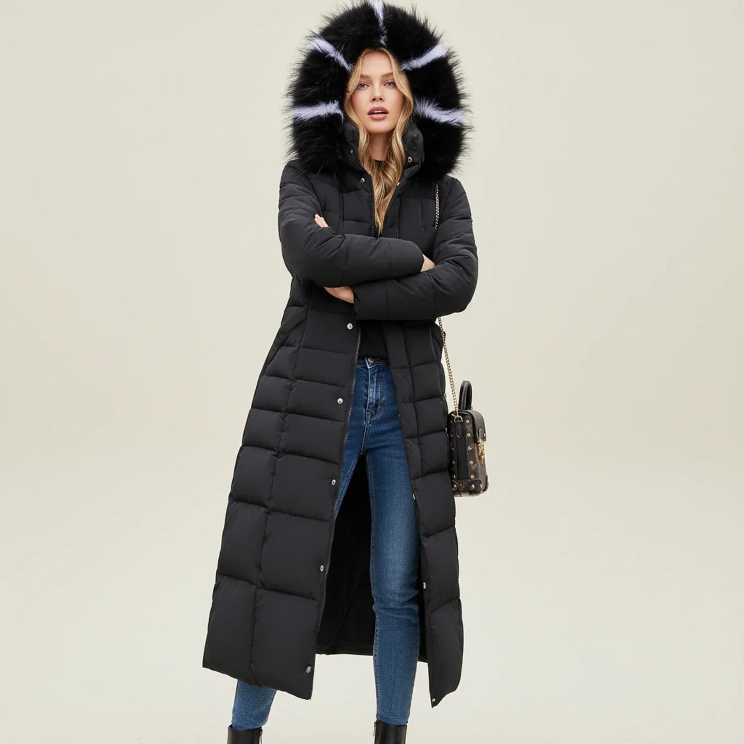 Warm Padded Long Down Jacket for Women