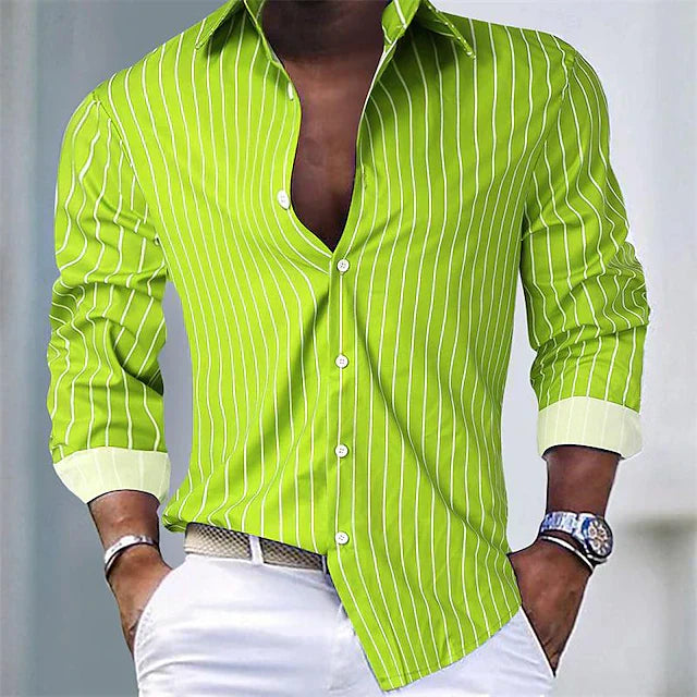 Classic Casual Striped Dress Shirt