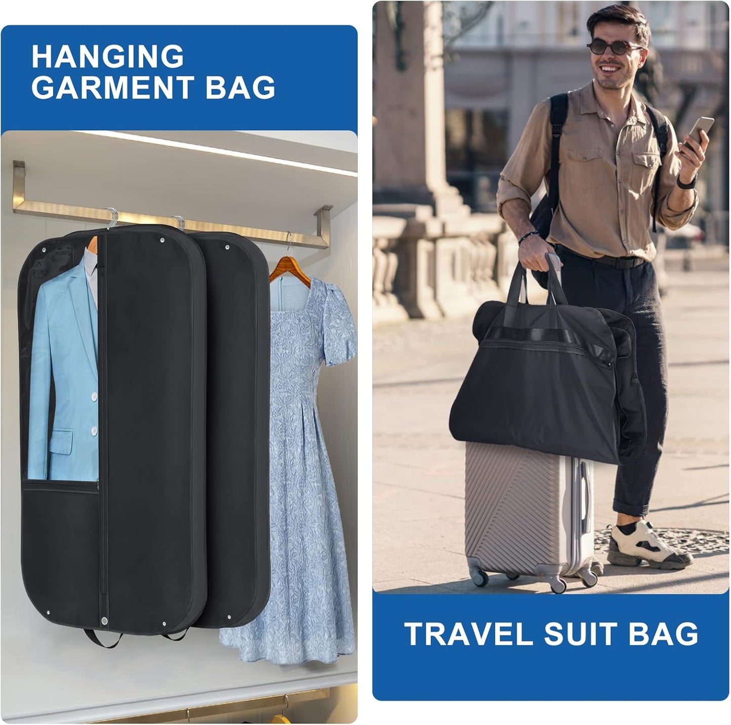 Travel Suit Bag Protector with Pockets 2 Pack